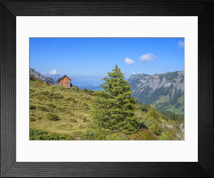 Framed Print : Lidernen hut at Chaiserstock mountain range, Riemenstalden, Glarner Alps, canton Schwyz, Switzerland Framed Print : Lidernen hut at Chaiserstock mountain range, Riemenstalden, Glarner Alps, canton Schwyz, Switzerland