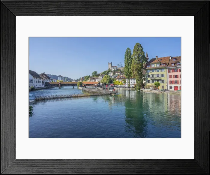 Framed Print : River Reuss with Spreuer bridge and Musegg wall, Lucerne, canton Lucerne, Switzerland