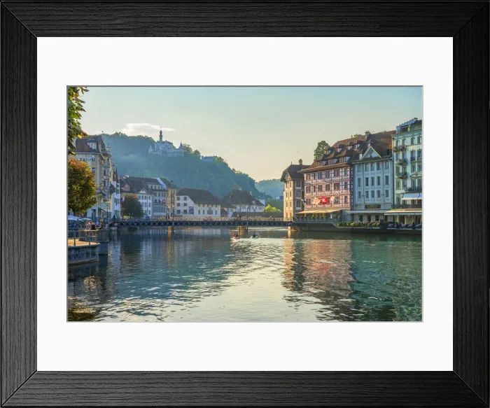 Framed Print : River Reuss at Lucerne, canton Lucerne, Switzerland Framed Print : River Reuss at Lucerne, canton Lucerne, Switzerland