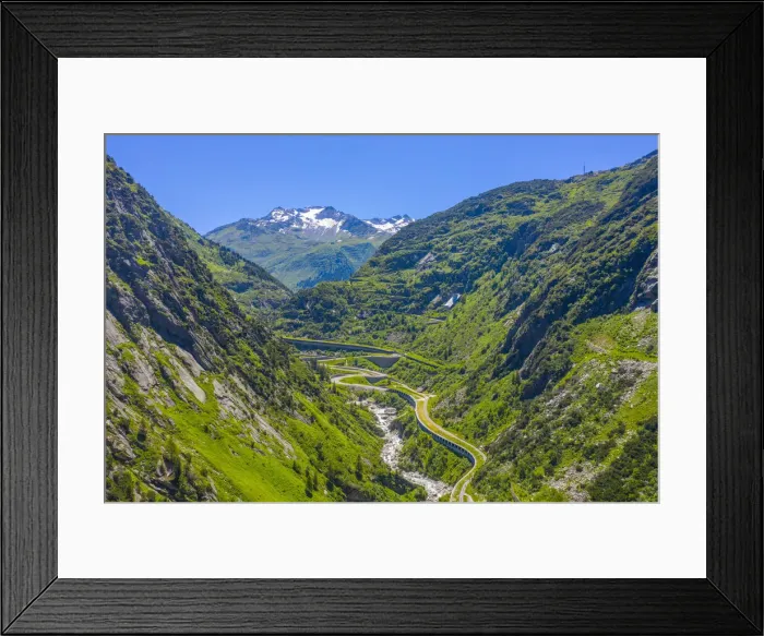 Framed Print : Aerial view at Schollenen canyon near Andermatt, canton Uri, Switzerland Framed Print : Aerial view at Schollenen canyon near Andermatt, canton Uri, Switzerland