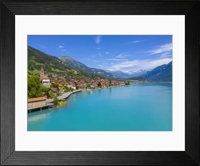 Framed Print : Aerial view at Brienz with Lake Brienz, Berner Oberland, canton Berne, Switzerland Framed Print : Aerial view at Brienz with Lake Brienz, Berner Oberland, canton Berne, Switzerland