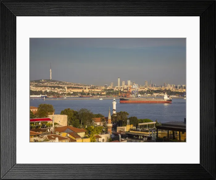 Framed Print : View across the Bosphorus to the Asian side, Istanbul, Turkey Framed Print : View across the Bosphorus to the Asian side, Istanbul, Turkey