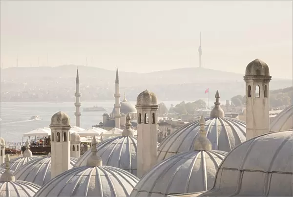 View across the Bosphorus from the Suleymaniye Mosque & Bosphorus, Istanbul, Turkey
