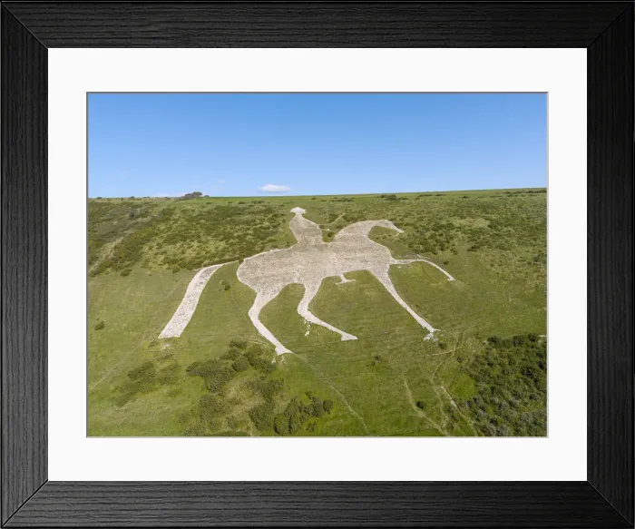 Framed Print : UK, England, Dorset, Weymouth, Osmington, Osmington White Horse depiction of King George Framed Print : UK, England, Dorset, Weymouth, Osmington, Osmington White Horse depiction of King George