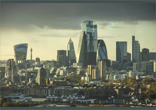 City of London skyline from Canary Wharf, London, England