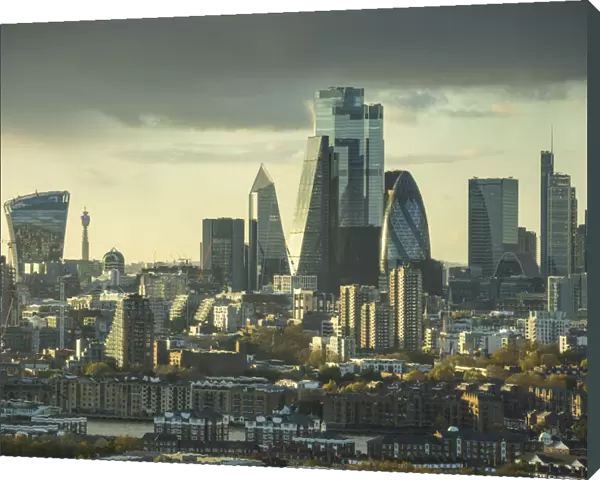 City of London skyline from Canary Wharf, London, England