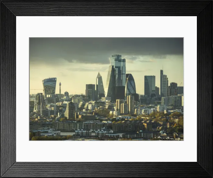Framed Print : City of London skyline from Canary Wharf, London, England