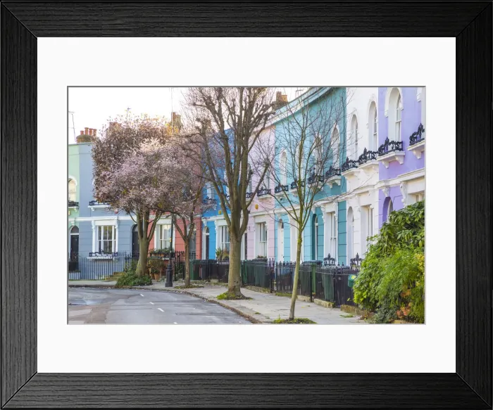 Framed Print : Street of colourful houses, Kentish Town, London, England, UK