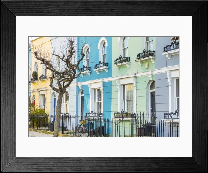 Framed Print : Street of colourful houses, Kentish Town, London, England, UK Framed Print : Street of colourful houses, Kentish Town, London, England, UK