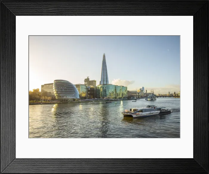 Framed Print : City Hall & The Shard, River Thames, London, England, UK Framed Print : City Hall & The Shard, River Thames, London, England, UK
