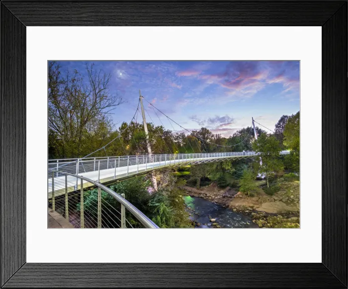 Framed Print : USA, South Carolina, Greenville, Falls Park On The Reedy, Liberty Bridge Framed Print : USA, South Carolina, Greenville, Falls Park On The Reedy, Liberty Bridge