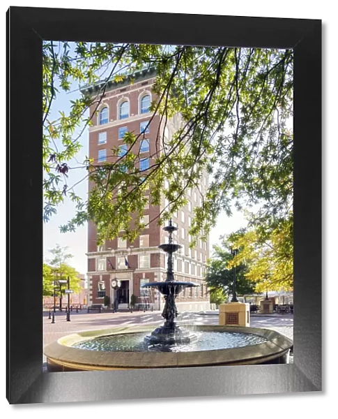 USA, South Carolina, Greenville, Court Square, Water Fountain