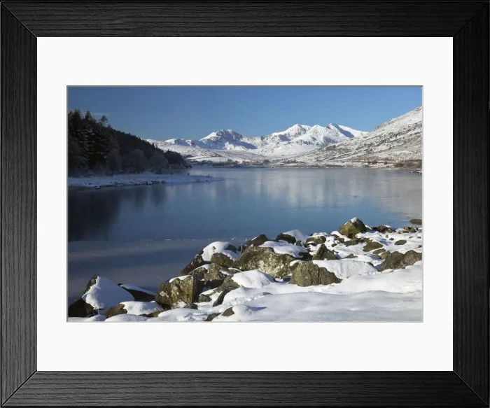 Framed Print : Llynnau Mymbyr with Snowdon mountain in Winter, Capel Curig, Snowdonia, Gwynedd, Wales Framed Print : Llynnau Mymbyr with Snowdon mountain in Winter, Capel Curig, Snowdonia, Gwynedd, Wales