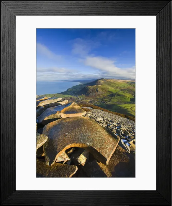 Framed Print : Tre r Ceiri Iron Age hill fort, Yr Eifl, looking towards the Menai Straits Framed Print : Tre r Ceiri Iron Age hill fort, Yr Eifl, looking towards the Menai Straits