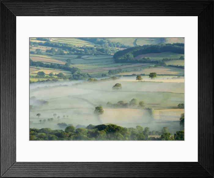 Framed Print : View over Llangors from Mynydd Llangorse, Brecon Beacons, Wales
