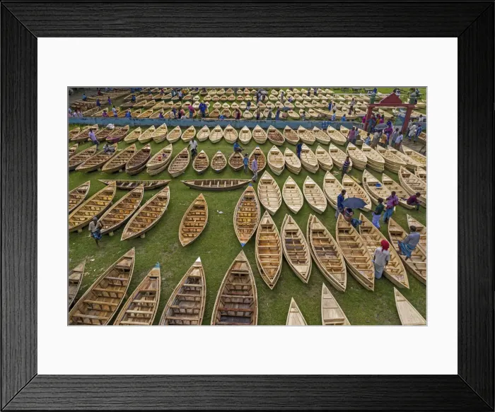 Framed Print : Traditional wooden boat market for selling, Manikganj, Bangladesh Framed Print : Traditional wooden boat market for selling, Manikganj, Bangladesh