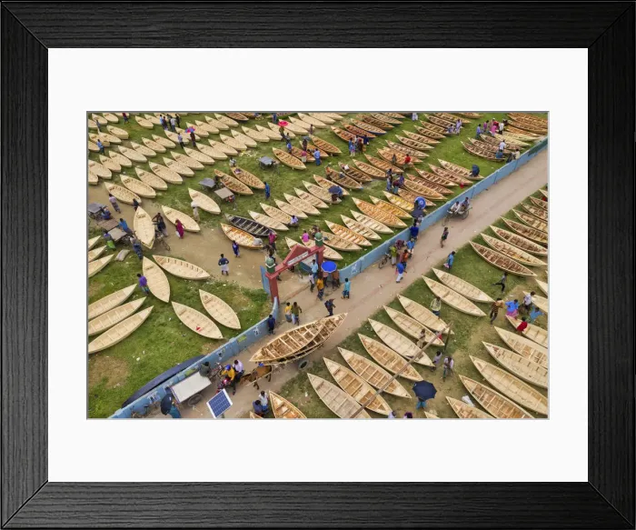 Framed Print : Traditional wooden boat market for selling, Manikganj, Bangladesh Framed Print : Traditional wooden boat market for selling, Manikganj, Bangladesh