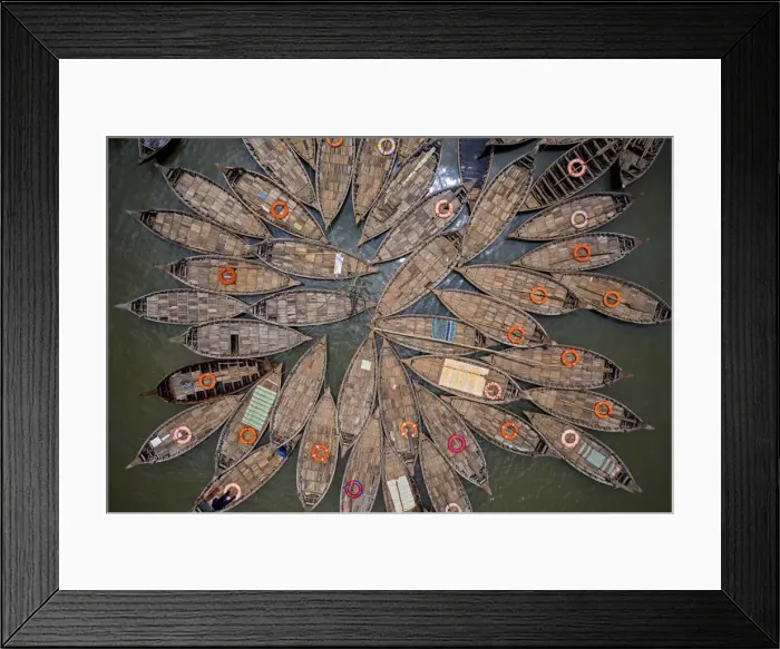 Framed Print : Boats shape like petals of a flower, Dhaka, Bangladesh Framed Print : Boats shape like petals of a flower, Dhaka, Bangladesh