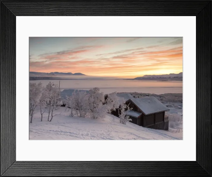 Framed Print : Sunrise on the little village, Bjorkliden, Abisko, Kiruna Municipality, Norrbotten County Framed Print : Sunrise on the little village, Bjorkliden, Abisko, Kiruna Municipality, Norrbotten County