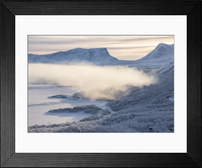 Framed Print : Sunrise on the snowy landscape, Bjorkliden, Abisko, Kiruna Municipality Framed Print : Sunrise on the snowy landscape, Bjorkliden, Abisko, Kiruna Municipality