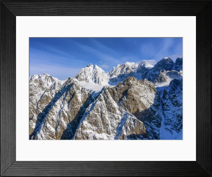 Framed Print : Aerial view of Musella peaks and in background Bernina Group, Valmalenco, Valtellina Framed Print : Aerial view of Musella peaks and in background Bernina Group, Valmalenco, Valtellina