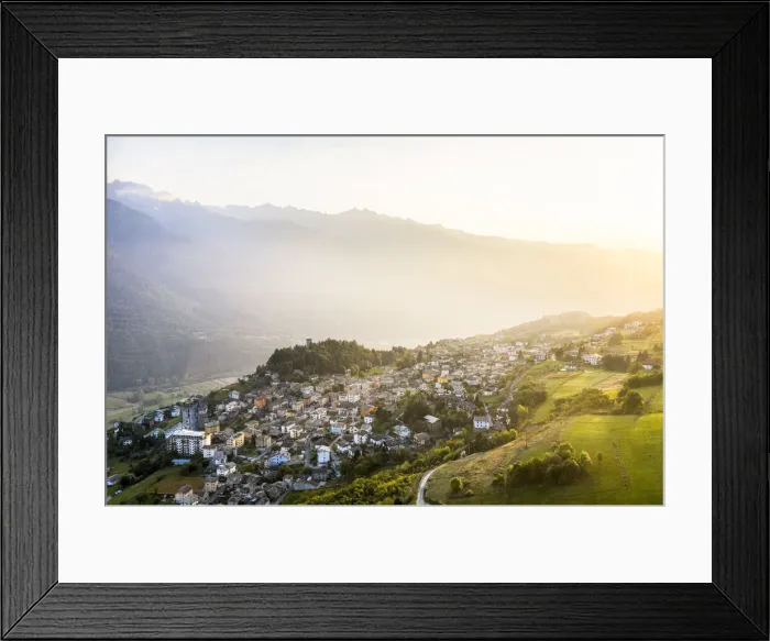 Framed Print : Aerial view of Teglio in Valtellina during autumn sunset, Teglio, Valtellina Framed Print : Aerial view of Teglio in Valtellina during autumn sunset, Teglio, Valtellina