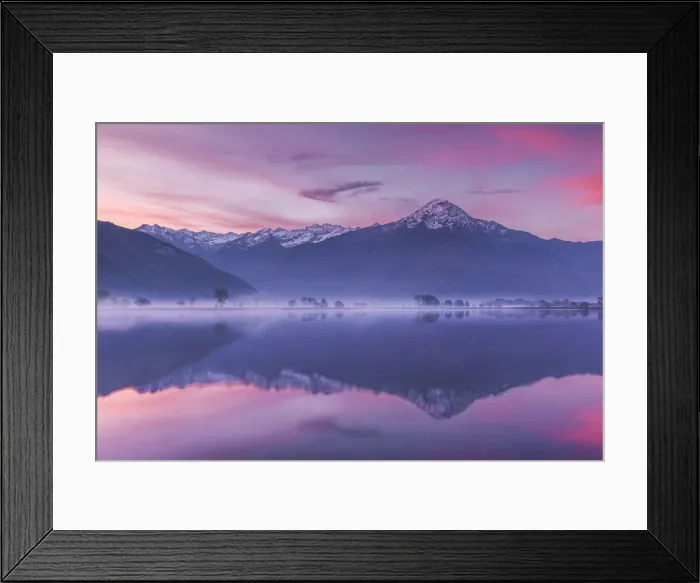 Framed Print : Sunrise on Legnone mount (Lecco province) reflected into Mera river from Dascio village Framed Print : Sunrise on Legnone mount (Lecco province) reflected into Mera river from Dascio village