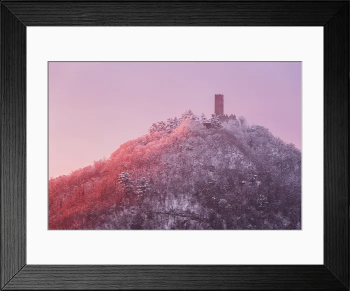 Framed Print : Sunset on Baradello tower (Castel Baradello) after the snowfall, Como city, lake Como Framed Print : Sunset on Baradello tower (Castel Baradello) after the snowfall, Como city, lake Como
