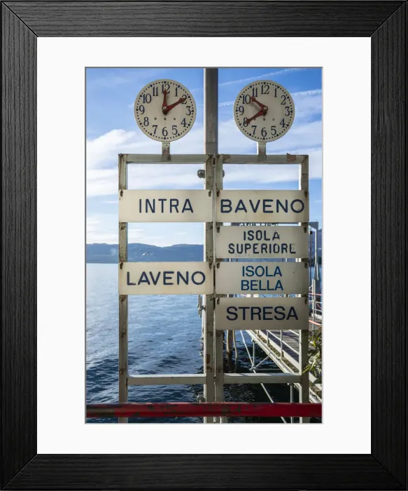 Framed Print : Pallanza, Maggiore lake, Verbania province, Piedmont, Italy, Europe. Ferry boat timetable Framed Print : Pallanza, Maggiore lake, Verbania province, Piedmont, Italy, Europe. Ferry boat timetable