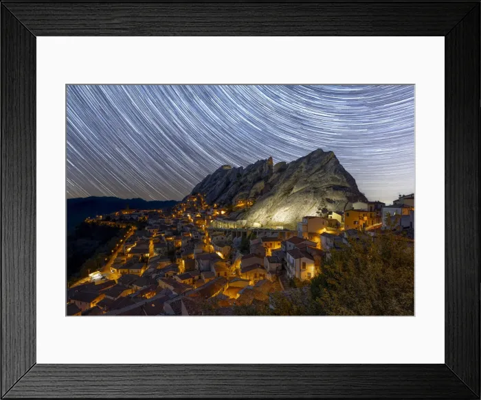 Framed Print : Startrails, captured during a summer night in Pietrapertosa