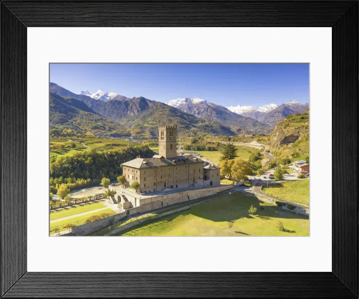 Framed Print : Royal Castle of Sarre in a cold autumn morning, municipality of Sarre, Aosta province Framed Print : Royal Castle of Sarre in a cold autumn morning, municipality of Sarre, Aosta province