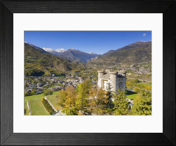 Framed Print : the Aymaville Castle in a cold autumn morning, municipality of Aymaville, Aosta province Framed Print : the Aymaville Castle in a cold autumn morning, municipality of Aymaville, Aosta province