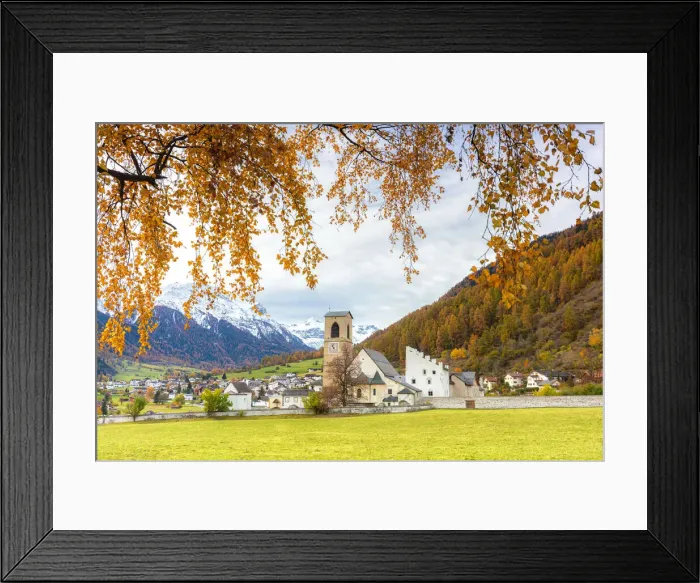 Framed Print : Benedictine Convent of St. John at Müstair in autumn. Val Mustair, Canton Grisons, Switzerland Framed Print : Benedictine Convent of St. John at Müstair in autumn. Val Mustair, Canton Grisons, Switzerland