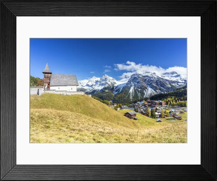 Framed Print : Alpine village of Arosa in autumn. Arosa, Canton of Graubunden, Switzerland Framed Print : Alpine village of Arosa in autumn. Arosa, Canton of Graubunden, Switzerland