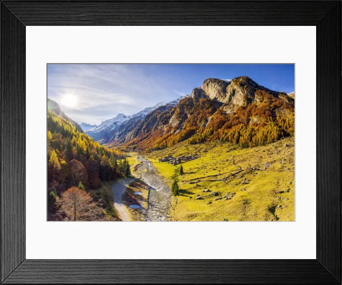Framed Print : Aerial view of Bodengo valley in autumn. Valchiavenna, Valtellina, Lombardy, Italy Framed Print : Aerial view of Bodengo valley in autumn. Valchiavenna, Valtellina, Lombardy, Italy