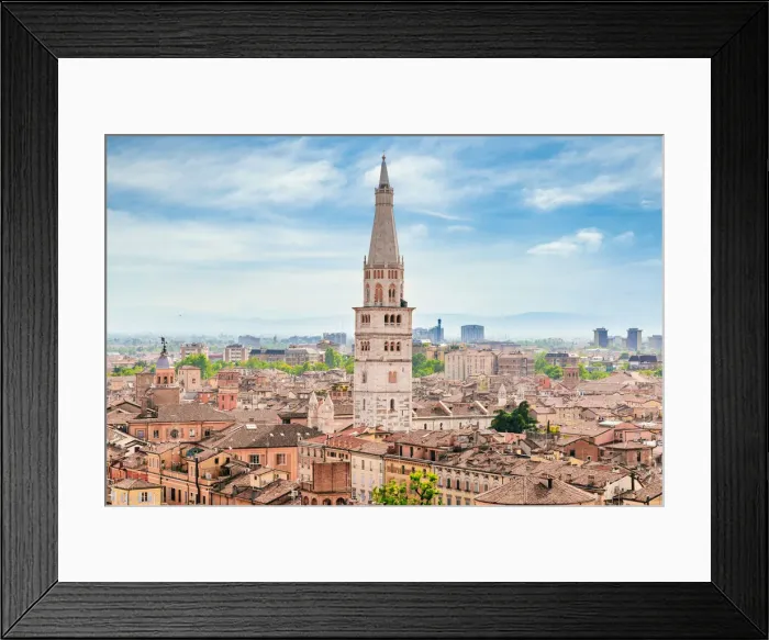 Framed Print : Modena, Emilia Romagna, Italy. Cityscape and Ghirlandina Tower from above Framed Print : Modena, Emilia Romagna, Italy. Cityscape and Ghirlandina Tower from above