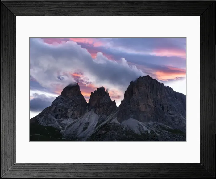 Framed Print : Langkofel Sassolungo group at sunset from Sella pass, Fassa Valley, Trentino Alto Adige Framed Print : Langkofel Sassolungo group at sunset from Sella pass, Fassa Valley, Trentino Alto Adige