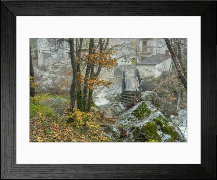 Framed Print : The village of Palena, shrouded in the morning fog. The Aventine river flows tumultuously Framed Print : The village of Palena, shrouded in the morning fog. The Aventine river flows tumultuously