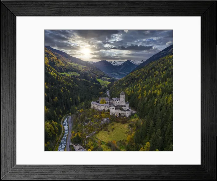 Framed Print : Castle Taufers at sunset during autumn, Campo Tures, Valle Aurina, Bozen Framed Print : Castle Taufers at sunset during autumn, Campo Tures, Valle Aurina, Bozen