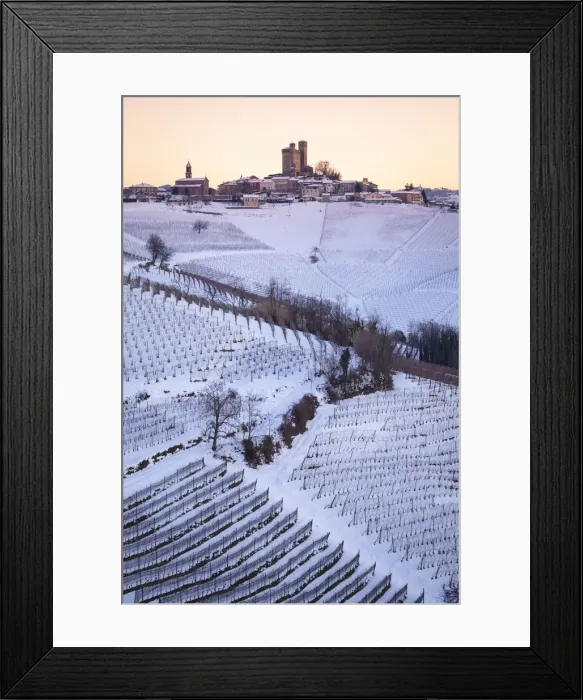 Framed Print : Winter sunset on the medieval town of Serralunga d Alba Framed Print : Winter sunset on the medieval town of Serralunga d Alba