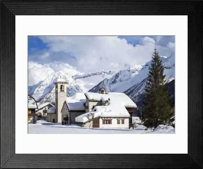 Framed Print : View of the old church of Pecetto, the Madonna dei ghiacciai, in winter Framed Print : View of the old church of Pecetto, the Madonna dei ghiacciai, in winter