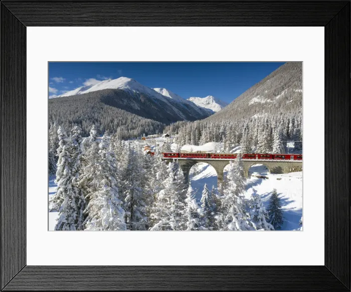 Framed Print : Bernina Express passes near S-chanf, Graubunden, Engadin Switzerland, Europe Framed Print : Bernina Express passes near S-chanf, Graubunden, Engadin Switzerland, Europe