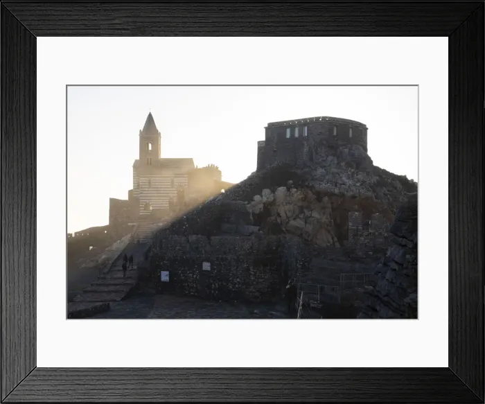 Framed Print : View of the church of San Pietro at sunset, Porto Venere, La Spezia district, Liguria Framed Print : View of the church of San Pietro at sunset, Porto Venere, La Spezia district, Liguria