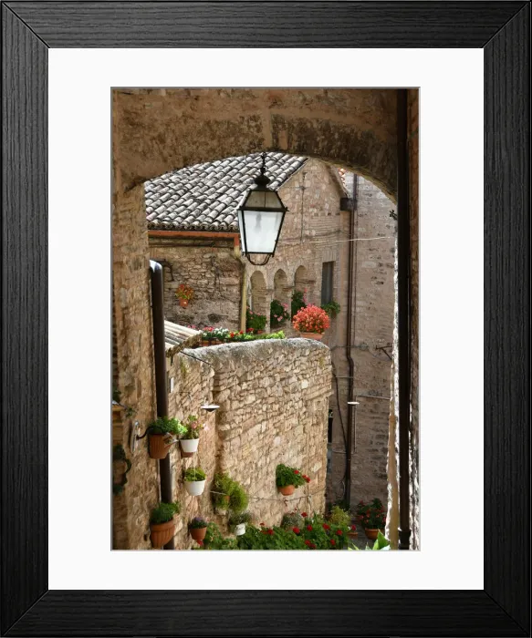 Framed Print : Spello, city of flowers, typical old stone village, Umbria, Italy, Europe