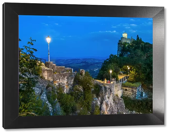 City of San Marino. Republic of San Marino by night, Europe, (Italy)