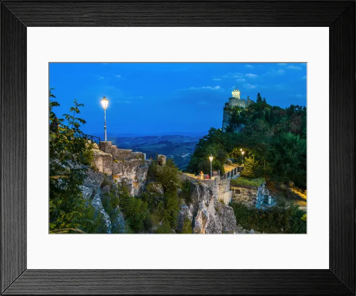 Framed Print : City of San Marino. Republic of San Marino by night, Europe, (Italy) Framed Print : City of San Marino. Republic of San Marino by night, Europe, (Italy)