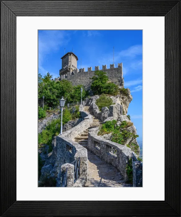 Framed Print : City of San Marino. Republic of San Marino, Europe. The fortress of Guaita on Mount Framed Print : City of San Marino. Republic of San Marino, Europe. The fortress of Guaita on Mount