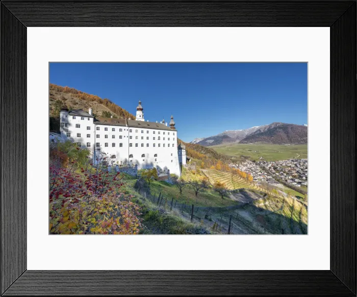 Framed Print : Malles / Mals, province of Bolzano, South Tyrol, Italy. Marienberg is the highest Framed Print : Malles / Mals, province of Bolzano, South Tyrol, Italy. Marienberg is the highest