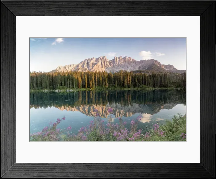 Framed Print : Europe, Italy, Veneto, Unesco Dolomites: enchanting Carezza Lake