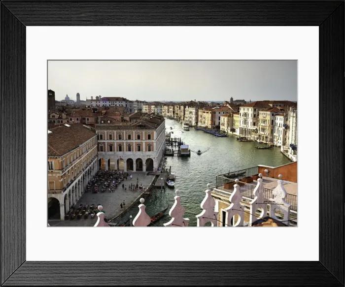 Framed Print : Fondaco dei Tedeschi glimpse of the terrace of the Germans with a view of the Framed Print : Fondaco dei Tedeschi glimpse of the terrace of the Germans with a view of the
